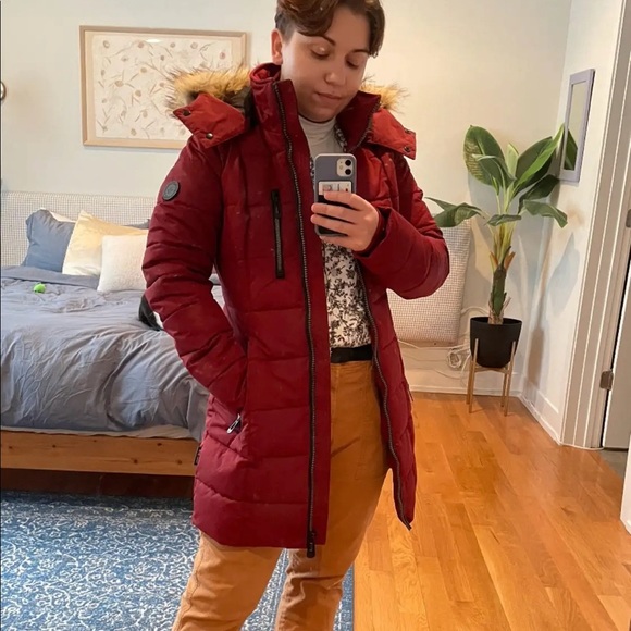 NOIZE Cranberry Red Women's Vegan Winter Parka (XS) - Picture 1 of 7